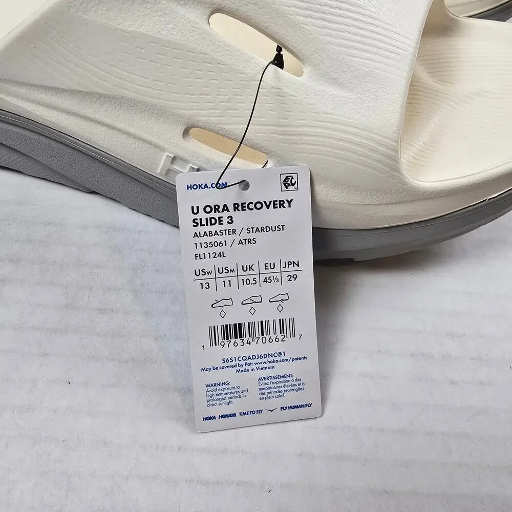 Hoka Ora Recovery Slide 3 Unisex Size M11/W13 Alabaster/Stardust Comfort Sandals